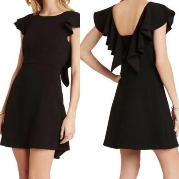 BCBG Dresses & Skirts - BCBG Black Flutter Ruffle Sleeve Short Dress Size 2